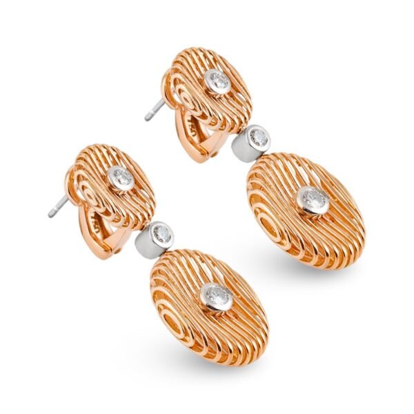 18K Rose and White Gold Diamond Earrings - Image 3