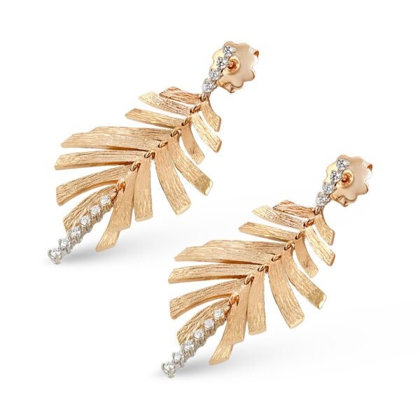 18K Rose and White Gold Round Brilliant Diamond Earrings - Image 2
