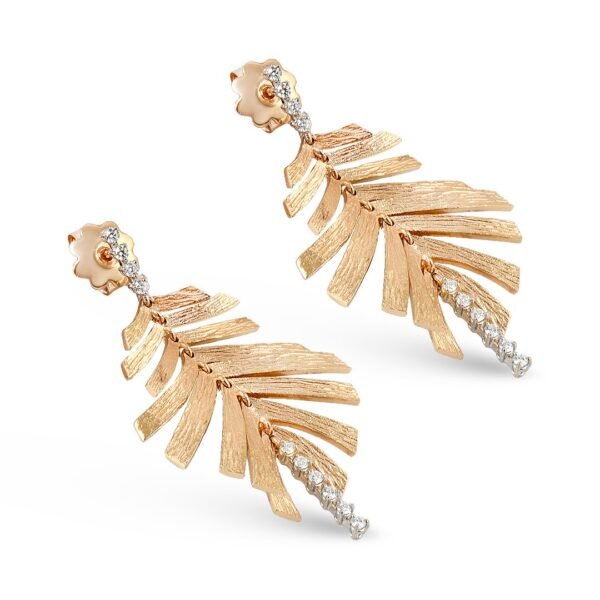 18K Rose and White Gold Round Brilliant Diamond Earrings - Image 3
