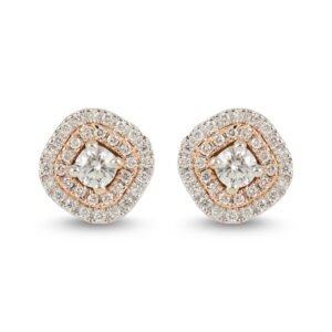 Refined 18k White and Rose Gold Diamond Earrings