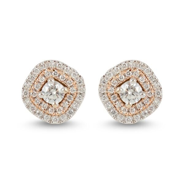 Refined 18k White and Rose Gold Diamond Earrings