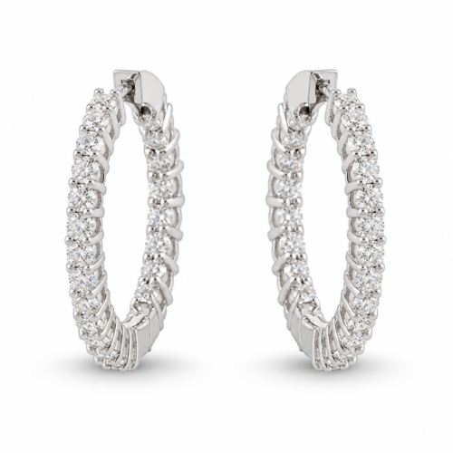 18K White Gold Diamond Cluster Earrings
