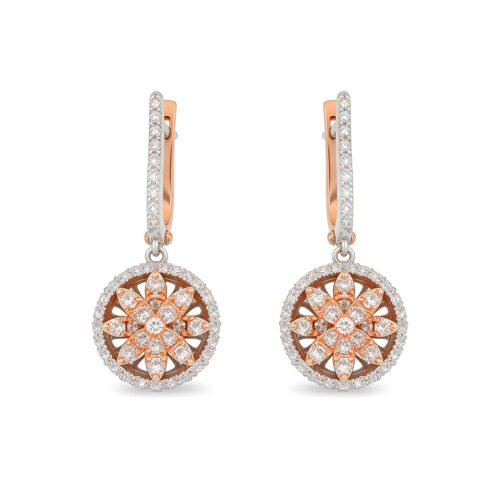 18K Rose and White Gold Diamond Earrings