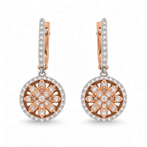 18K Rose and White Gold Diamond Earrings