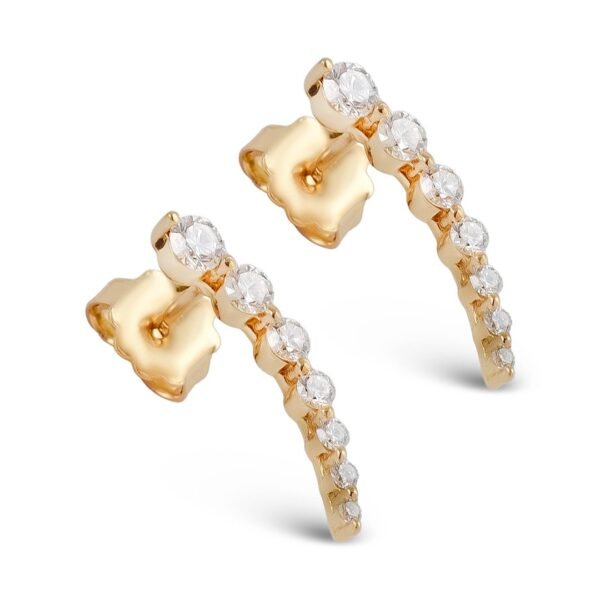 18K Yellow Gold Diamond Earrings - Image 2