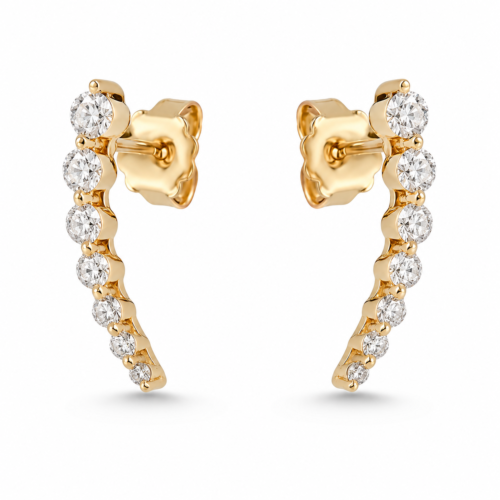 18K Yellow Gold Diamond Earrings