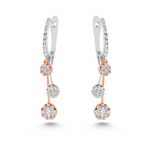 White and Rose Gold Diamond Earrings