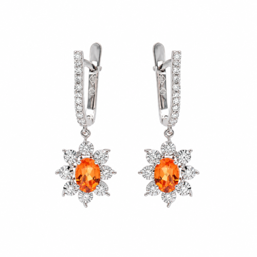 18k White Gold Garnet and Diamond Earrings