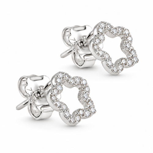 18k white gold diamond stud earrings