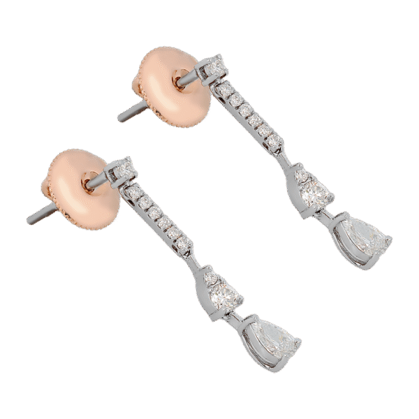 Elegant 18k Rose and White Gold Diamond Earrings - Image 2