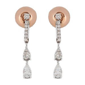 Elegant 18k Rose and White Gold Diamond Earrings
