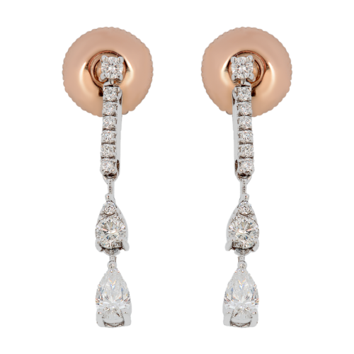 Elegant 18k Rose and White Gold Diamond Earrings