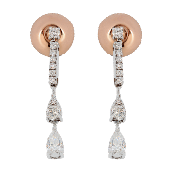 Elegant 18k Rose and White Gold Diamond Earrings