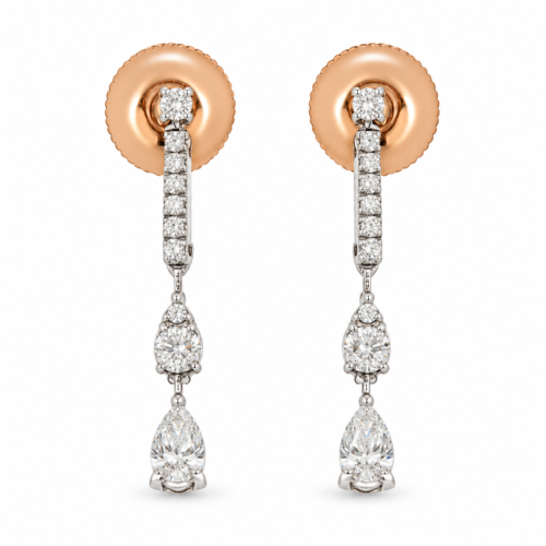 18k rose and white gold diamond earrings