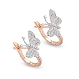 Two-Tone Diamond Earrings in 18k White and Rose Gold