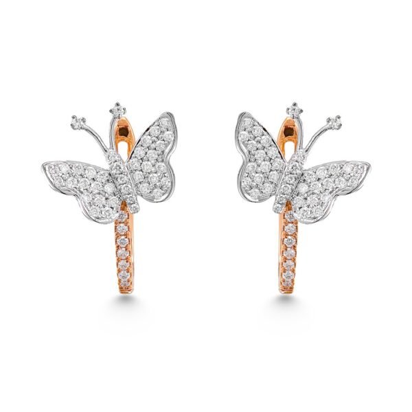 Two-Tone Diamond Earrings in 18k White and Rose Gold - Image 3