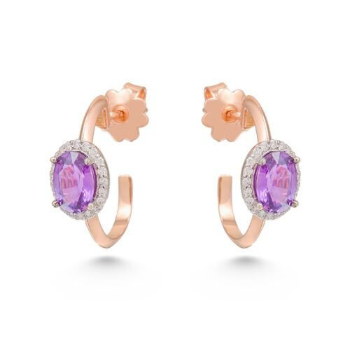18k Pink Sapphire and Diamond Earrings