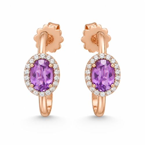 Pink Sapphire and Diamond Earrings