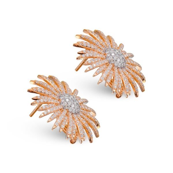 Rose Gold Diamond Statement Earrings - Image 2