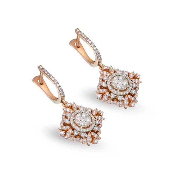 Two-Tone Diamond Drop Earrings - Image 2