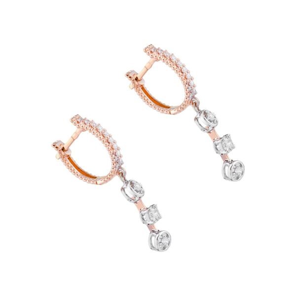 Rose and White Gold Diamond Earrings - Image 2