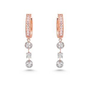 Rose and White Gold Diamond Earrings