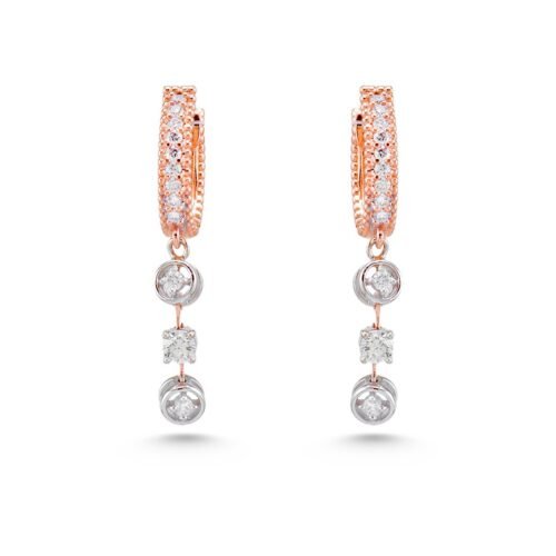Rose and White Gold Diamond Earrings