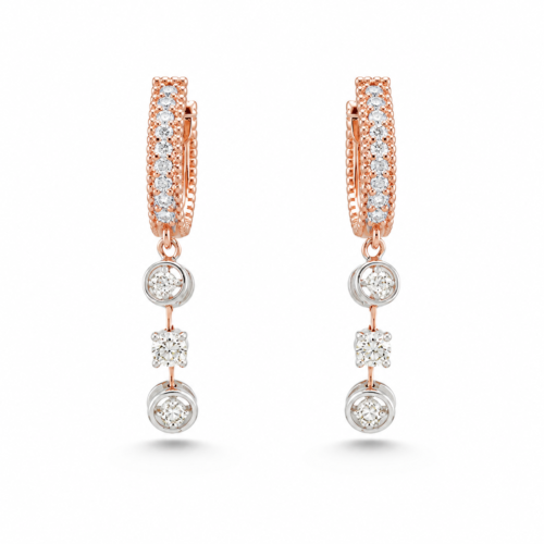 rose and white gold diamond earrings