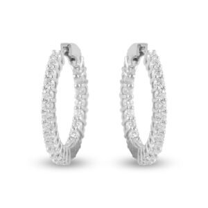 18K White Gold Diamond Cluster Earrings