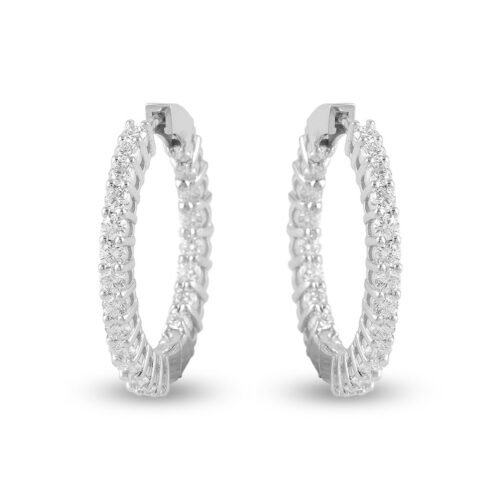 18K White Gold Diamond Cluster Earrings