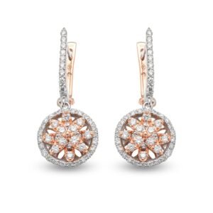 18K Rose and White Gold Diamond Earrings