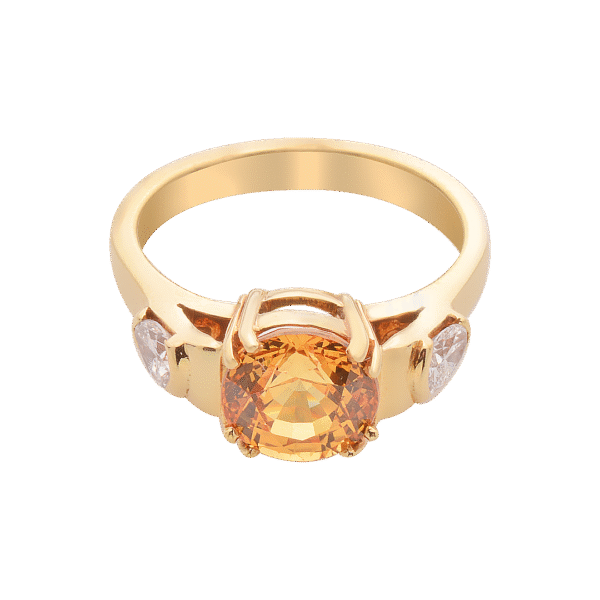 18K Yellow Gold Diamond and Sapphire Ring - Image 2