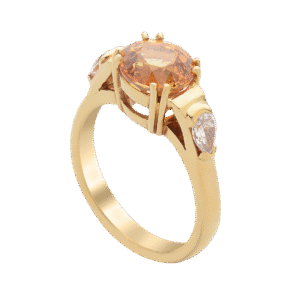 18K Yellow Gold Diamond and Sapphire Ring