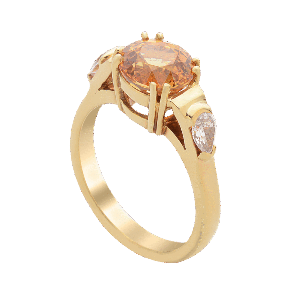 18K Yellow Gold Diamond and Sapphire Ring