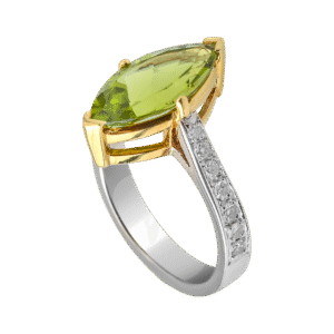 Dual-Tone Splendor: Peridot and Diamond Ring