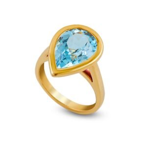 Radiant Elegance 18K Yellow Gold Blue Topaz Ring
