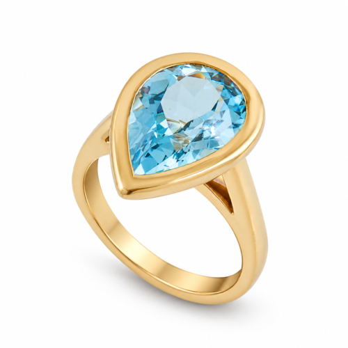 18K yellow gold blue topaz ring