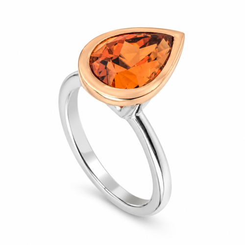 18k rose and white gold garnet ring