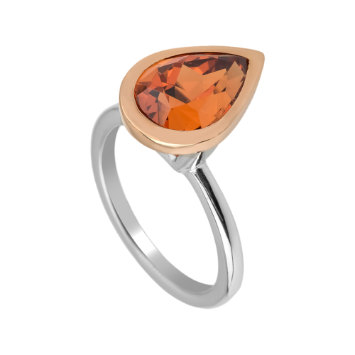 18k rose and white gold garnet ring