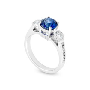 18K White Gold Ceylon Sapphire and Diamond Ring