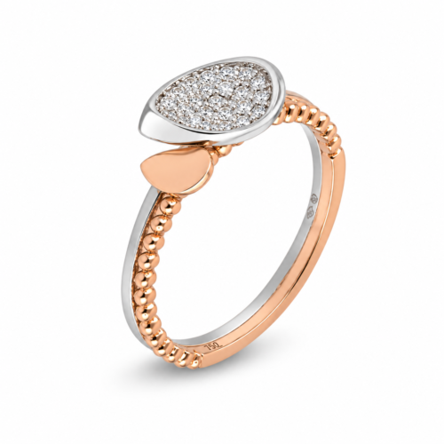 18K rose and white gold diamond ring