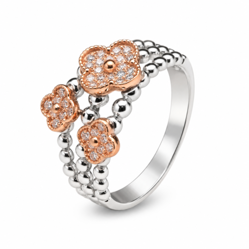 18K rose and white gold diamond ring
