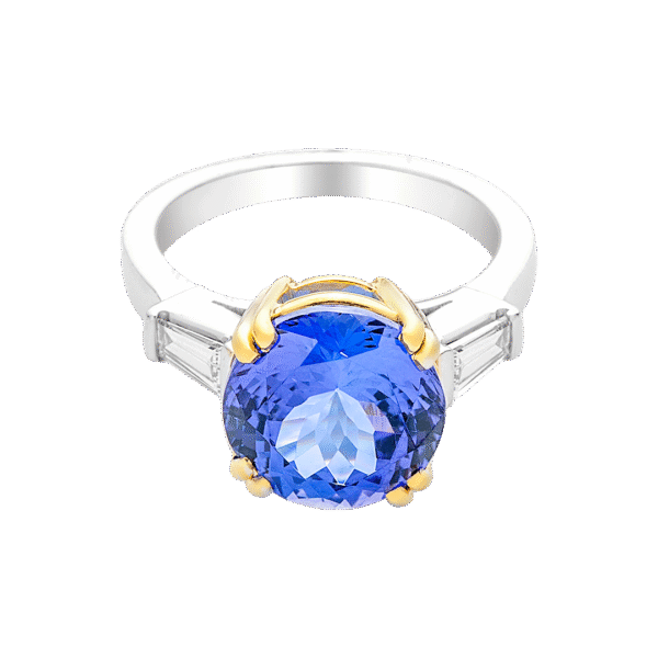 Exquisite 18k White & Yellow Gold Tanzanite Ring with Diamonds - Image 3