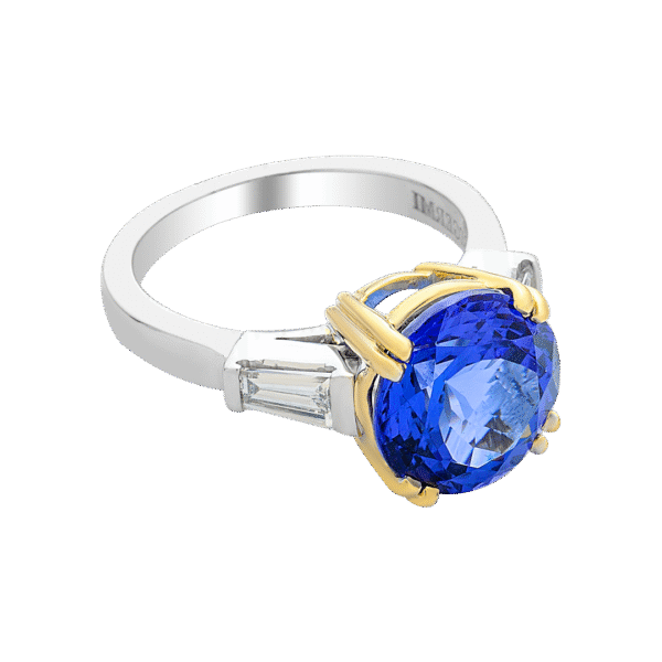 Exquisite 18k White & Yellow Gold Tanzanite Ring with Diamonds - Image 2