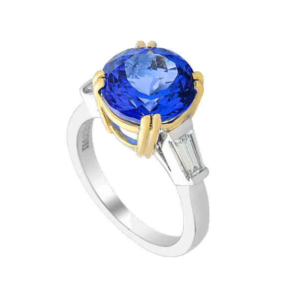 Exquisite 18k White & Yellow Gold Tanzanite Ring with Diamonds