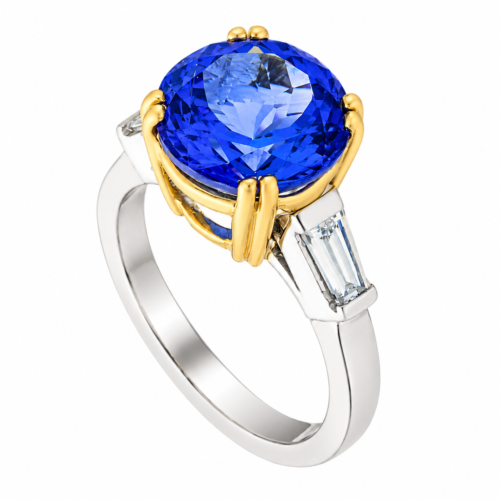 18k white and yellow gold tanzanite ring