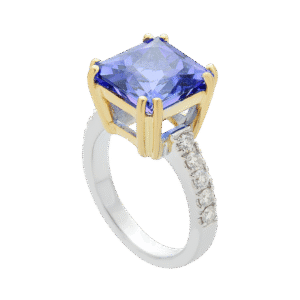 Majestic Tanzanite and Diamond Ring in White & Yellow Gold