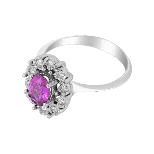 Elegant 18k White Gold Sapphire Diamond Ring - Image 3