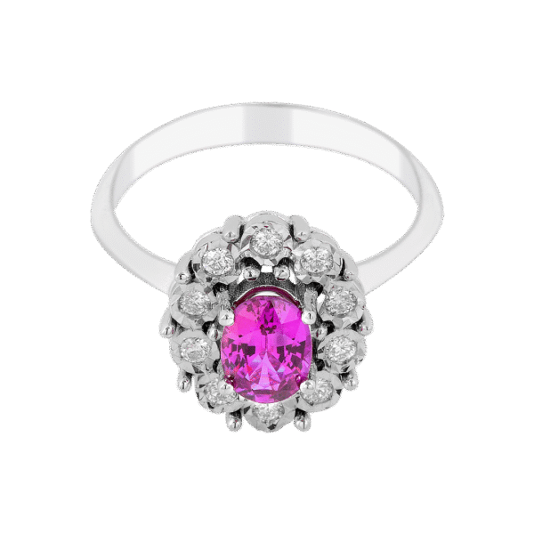 Elegant 18k White Gold Sapphire Diamond Ring - Image 2