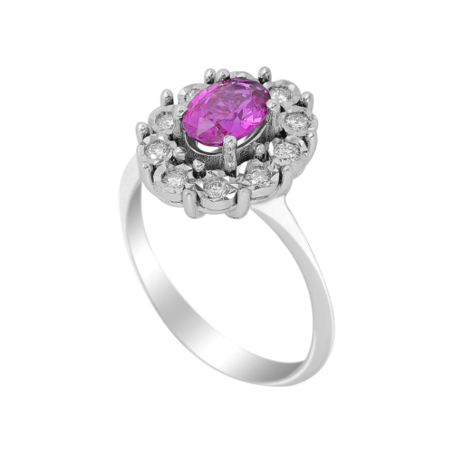 Elegant 18k White Gold Sapphire Diamond Ring